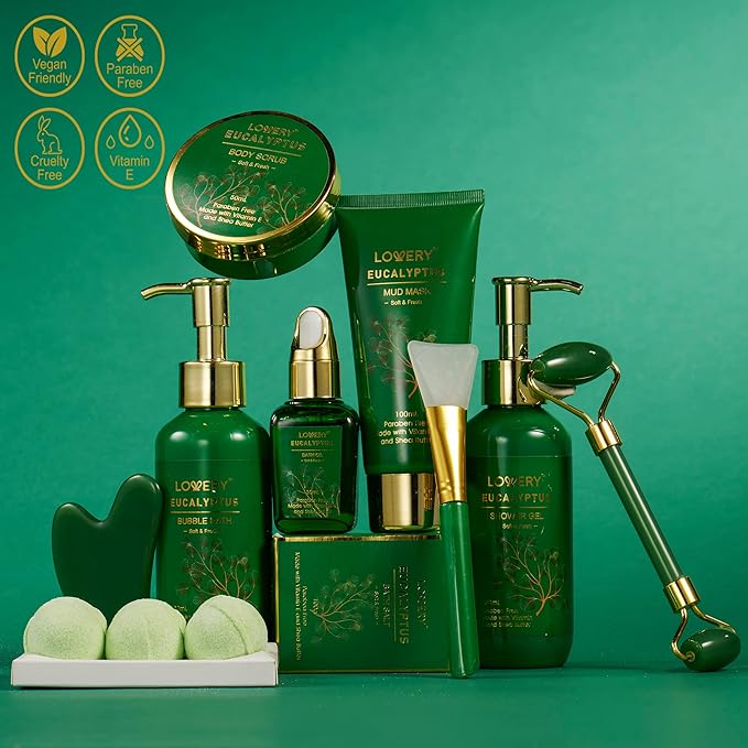 Mothers Day Gifts for Women & Men Who Have Everything, Eucalyptus Spa Gift Baskets for Mom, 16pc Bath Gift Set for Birthday Gifts for Women, Body Self Care Set for Pampering & Relaxation Basket