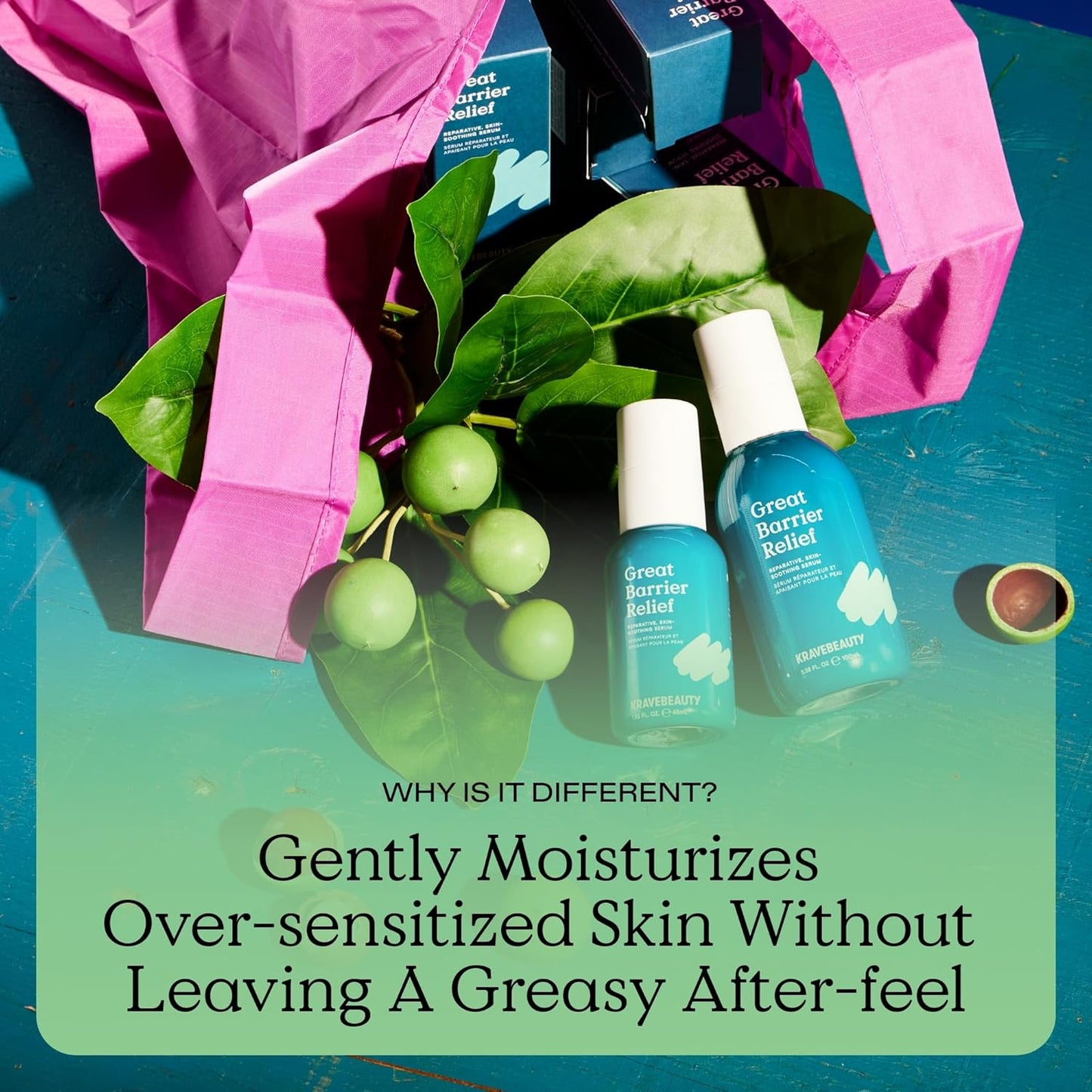 KraveBeauty New Great Barrier Relief, Soothing Skin Barrier Repair Serum, Contains Tamanu Oil to Soothe and Calm Redness, For All Skin Types, Vegan & Cruelty Free, 1.52 fl oz