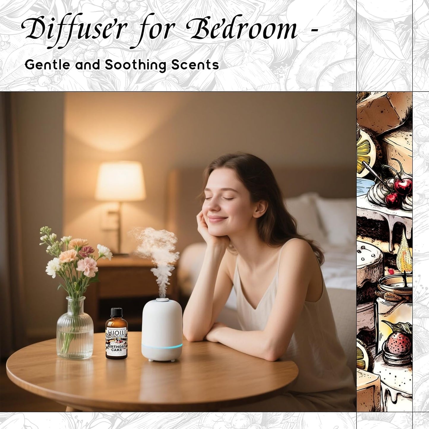 HIQILI Birthday Cake Fragrance Oil for Diffusers, Candle & Soap Making, Add to Aromatic Air Freshener Spray, Premium Grade - 1Fl Oz