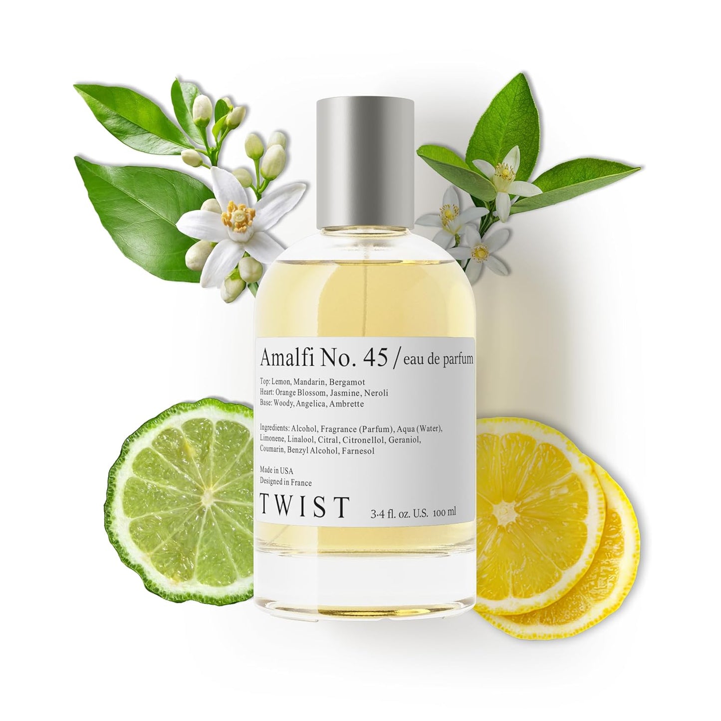 Twist Amalfi No. 45 - Eau De Parfum Inspired by T. Ford's Neroli Portofino, Long-Lasting Perfume For Women & Men, Paraben Free, Vegan, Clean Ingredients, Unisex - Spray 100 ml | 3.4 fl. oz.