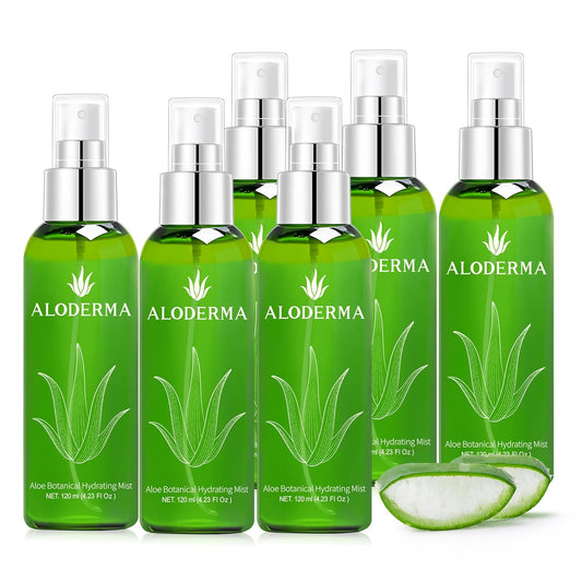 Aloderma Aloe Botanical Hydrating Mist Made with 82% Organic Aloe Vera - Soothing, Moisturizing Facial Spray with Panthenol - Refreshes, Invigorates Skin Throughout the Day, 120ml/4.23Oz (6)