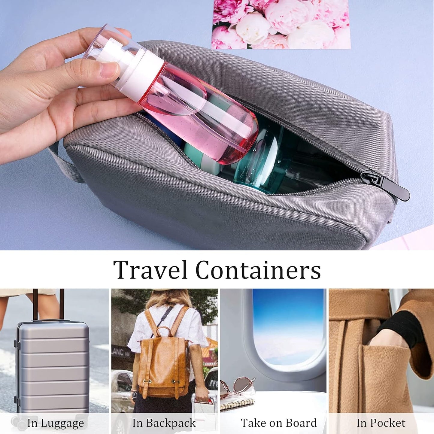 Cosywell Fine Mist Spray Bottle 3.4oz/ 100ml Empty Cosmetic Refillable Travel Containers Plastic Hair Spray Bottle Sprayer for Perfume Skincare Makeup Lotion (6color2purple)