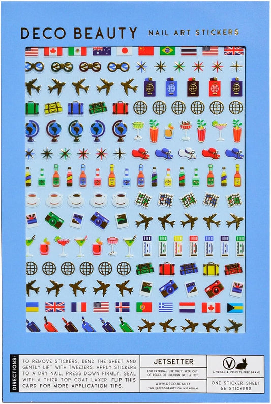 Jetsetter Nail Stickers - Lightweight & Easy-to-Apply Nail Art with Trendy Designs - Durable & Long-Lasting Nail Stickers for Women, Ideal for DIY Manicures & Salon-Quality Nails