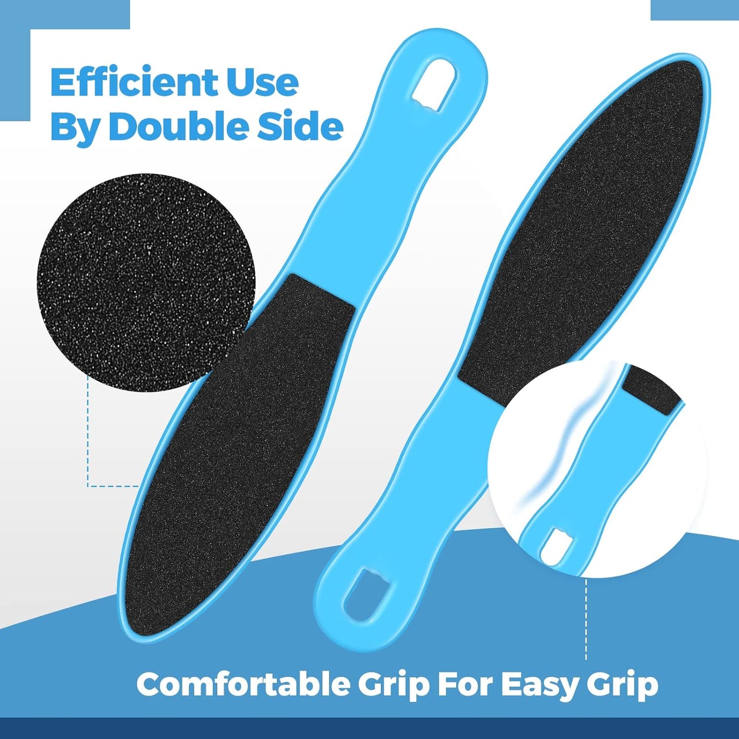 100 Pcs Pedicure Foot File Double Sided Callus Remover Sandpaper Foot Sander Scraper Scrubber with Plastic Handle Heel Rasp Tool for Feet Spa(Blue)