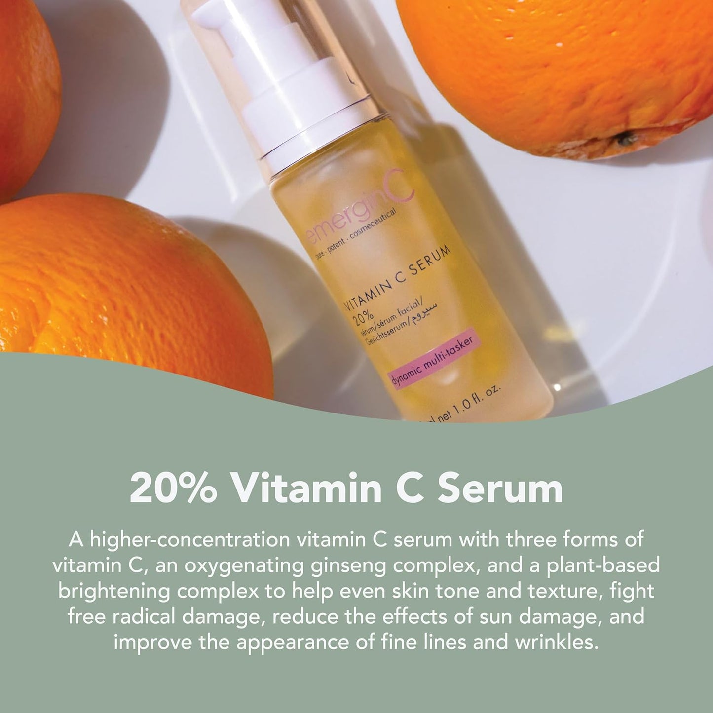 emerginC 20% Vitamin C Facial Serum - Extra Strength Micro-Encapsulated Spheres to Help Address Visible Signs of Aging (1 Ounce, 30 ml)