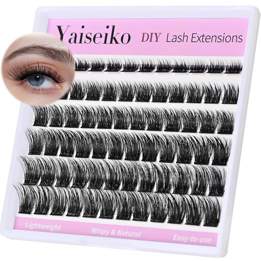 Natural Lash Clusters Eyelash Extensions Wispy Eyelash Clusters Lash Extension 72pcs 8-16MM D Curl Volume Individual Lashes Clusters Natural DIY Eyelash Extension