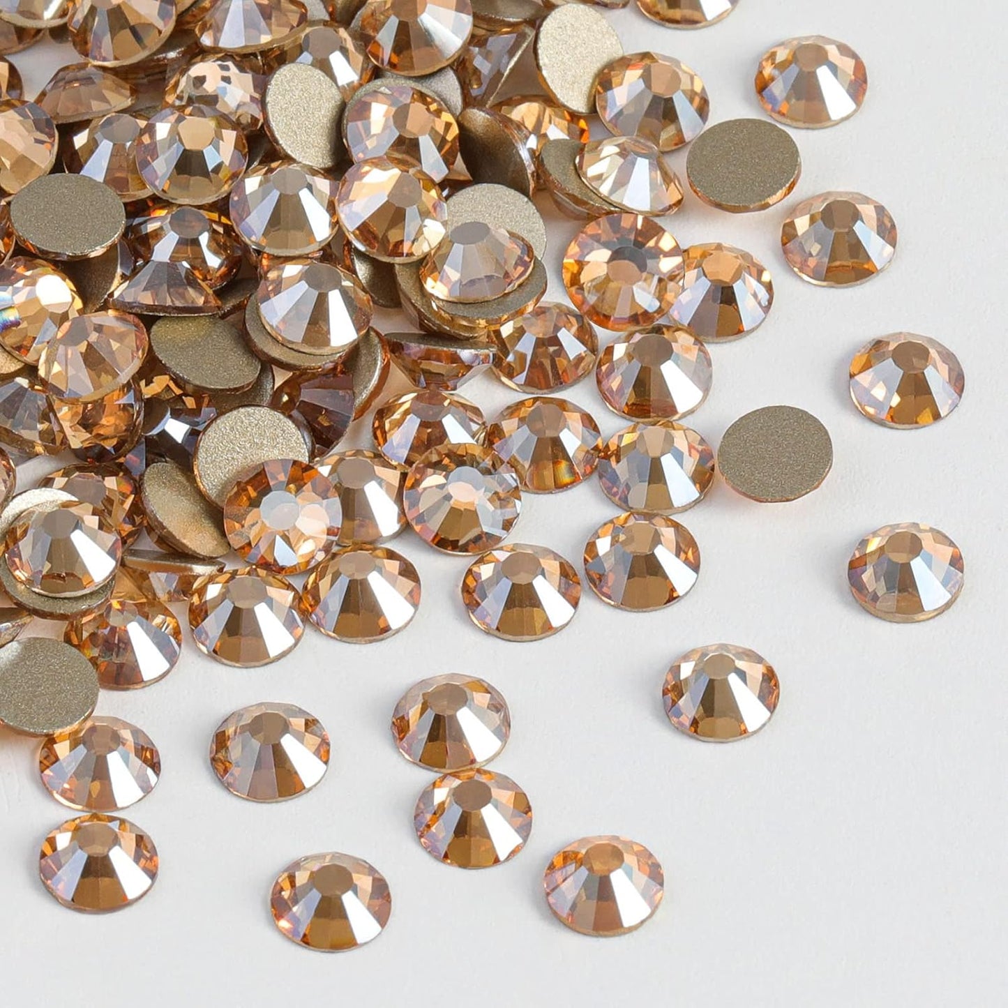 Beadsland 1440 Pieces Flat Back Crystal Rhinestones Round Gems,Golden Shadow,SS6,1.9-2.1mm