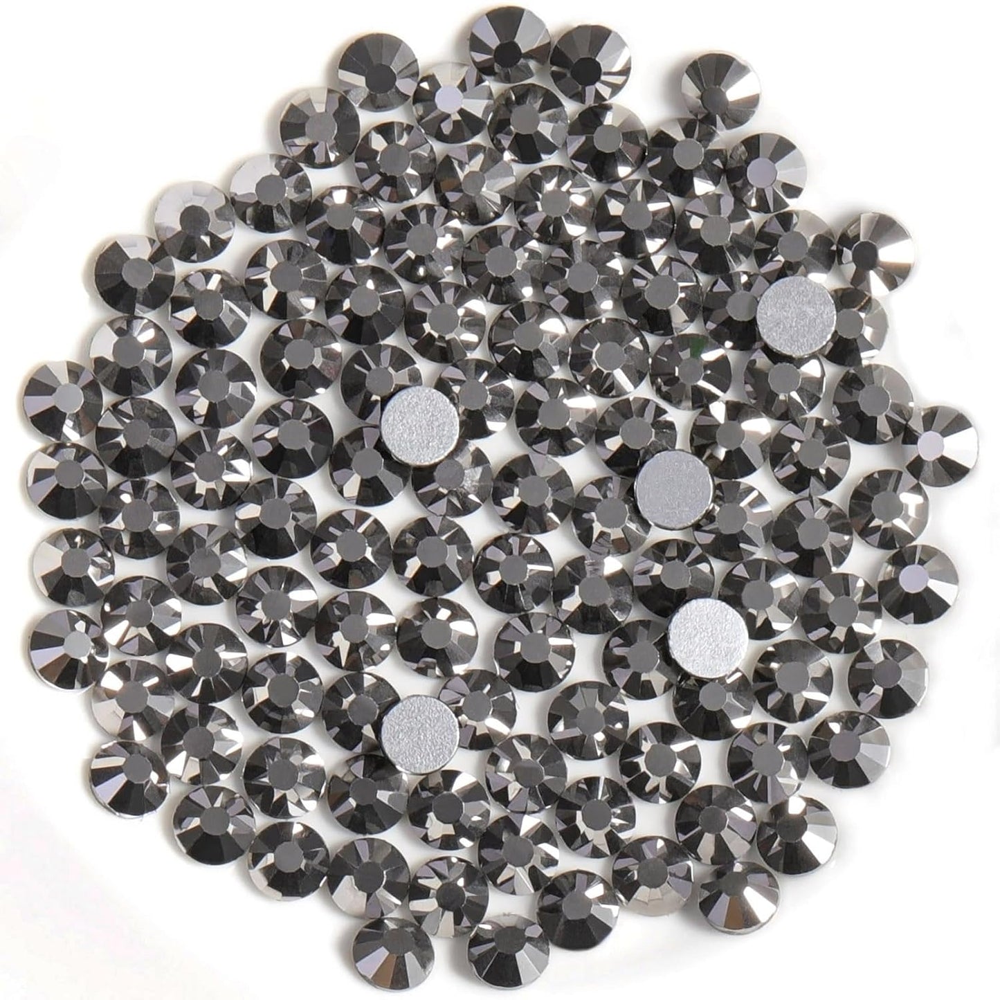 Beadsland 288pcs Flat Back Crystal Rhinestones Round Gems for Nail Art and Craft Glue Fix, Hematite, SS34,7.1-7.3mm
