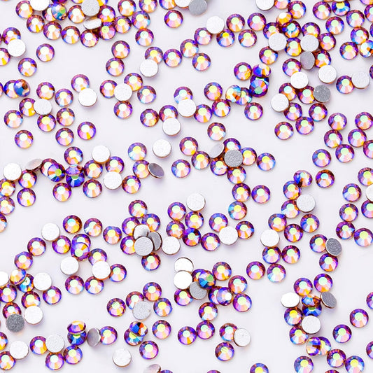 1440Pcs Light-Purple Ab Crystal Rhinestones,Glass Flatback Rhinestones Mini Gemstones for Nail Face Makeup Art Crafts Clothes Decoration -(SS6,2.0mm,Light-Purple Ab)