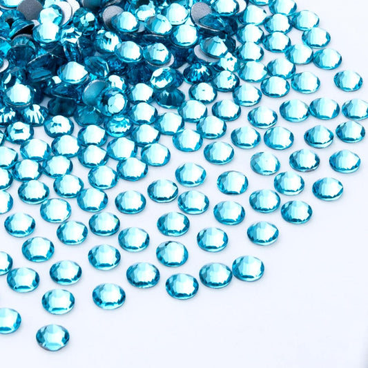 288Pcs Aquamarine Crystal Rhinestones,Glass Flatback Rhinestones Gemstones for Nail Face Makeup Art Crafts Clothes Decoration -(SS30, 6.5mm,Aquamarine)