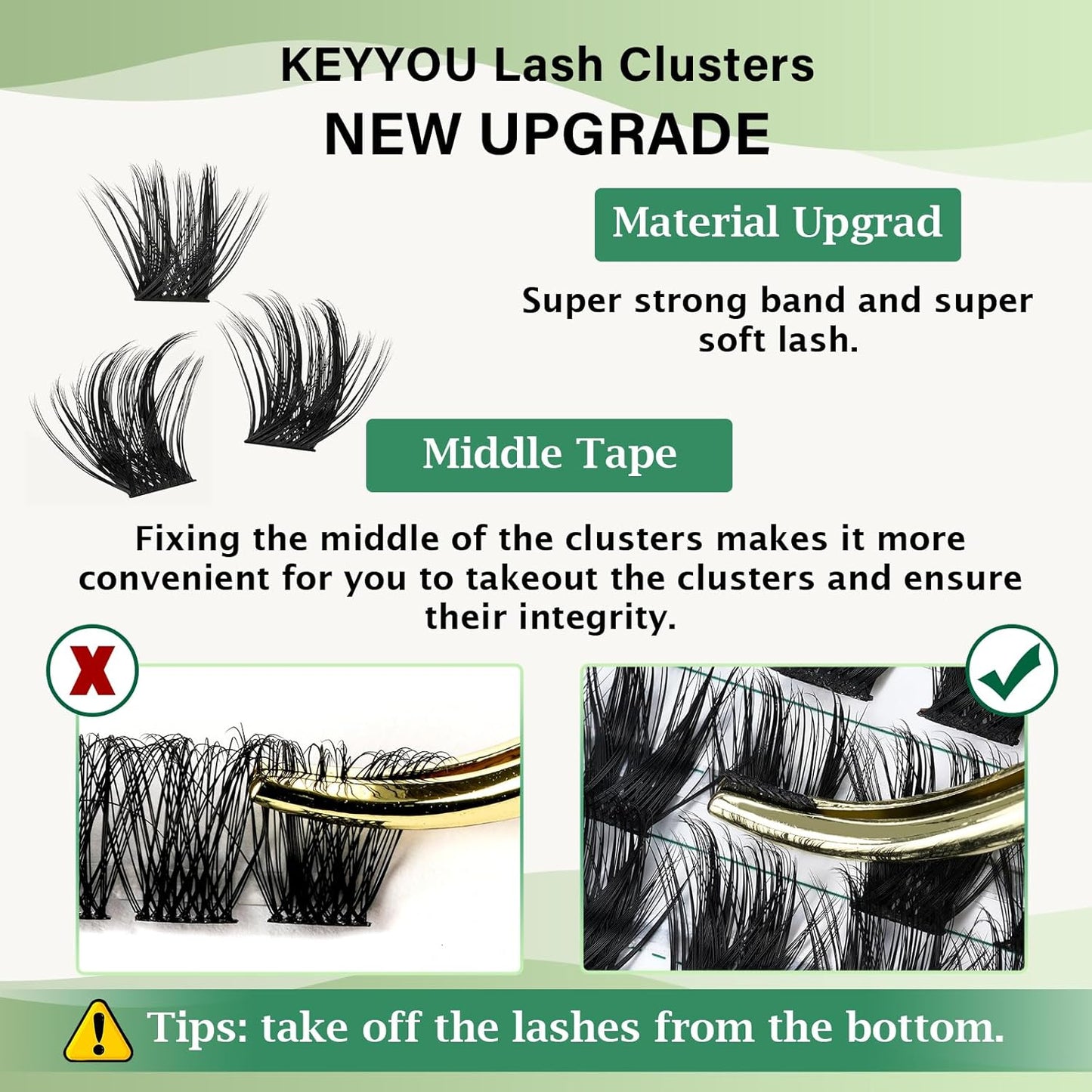Lash Clusters 96pcs Individual Lashes D Curl 16mm Eyelash Clusters KEYYOU Volume Wispy Lash Extension Soft&Comfortable Easy DIY at Home(Y22,D-16mm)
