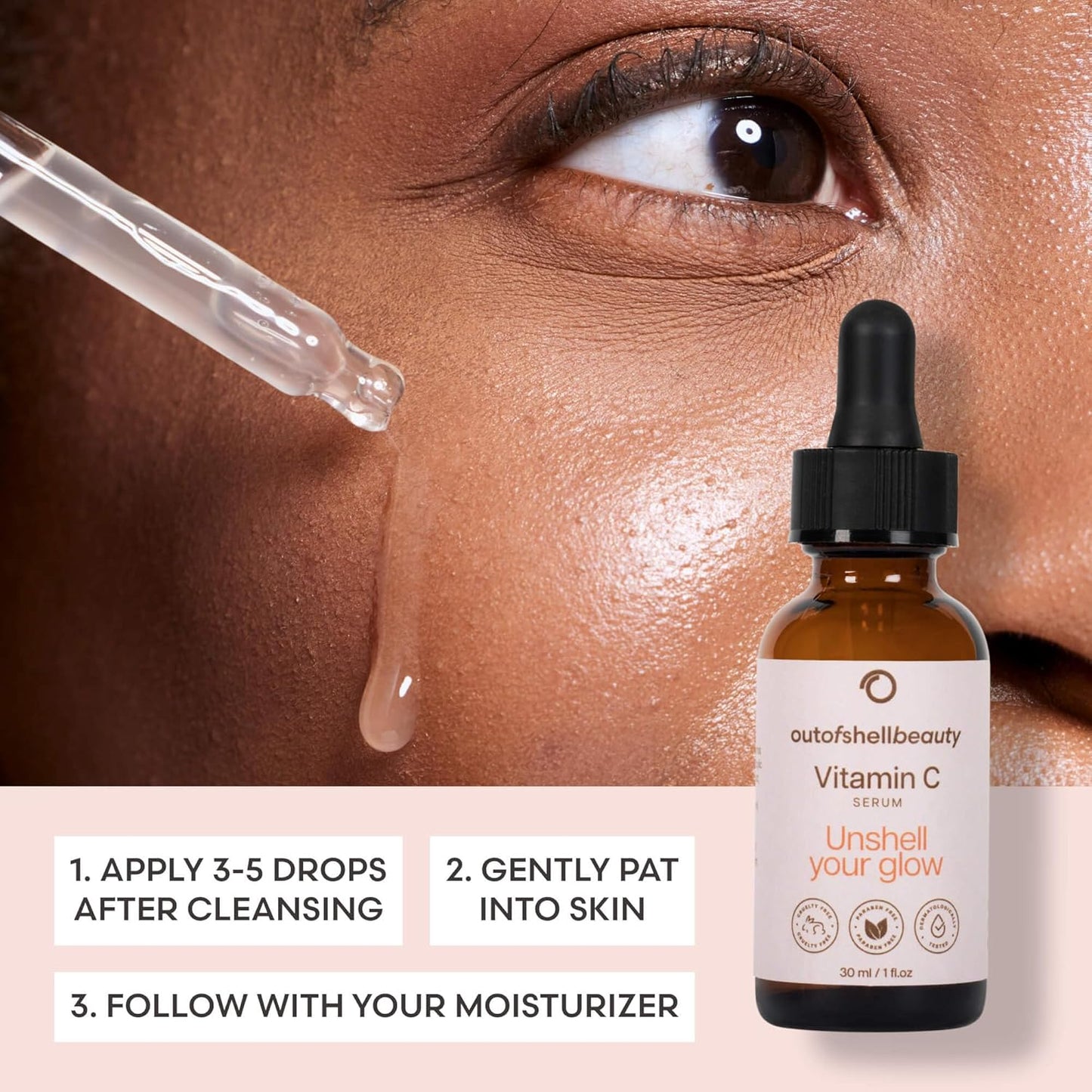 Vitamin C Serum for Face by Outofshell Beauty – 4-in-1 with Real Retinol, Hyaluronic Acid, Niacinamide – Brightening, Evens Skin Tone, Lightweight, No Irritation