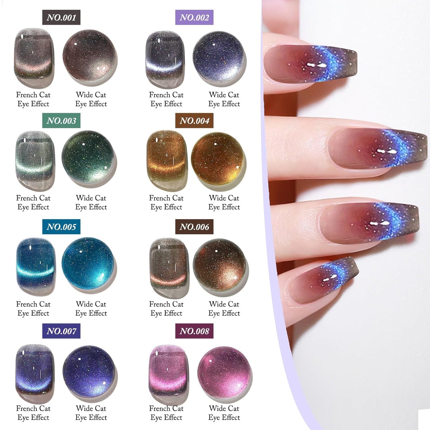 Crushed Diamond Cat Eye Gel Nail Polish with Magnet Stick, 15ml Holographic Glitter Gel, Ideal for DIY Nail Art, Lavender Luminance