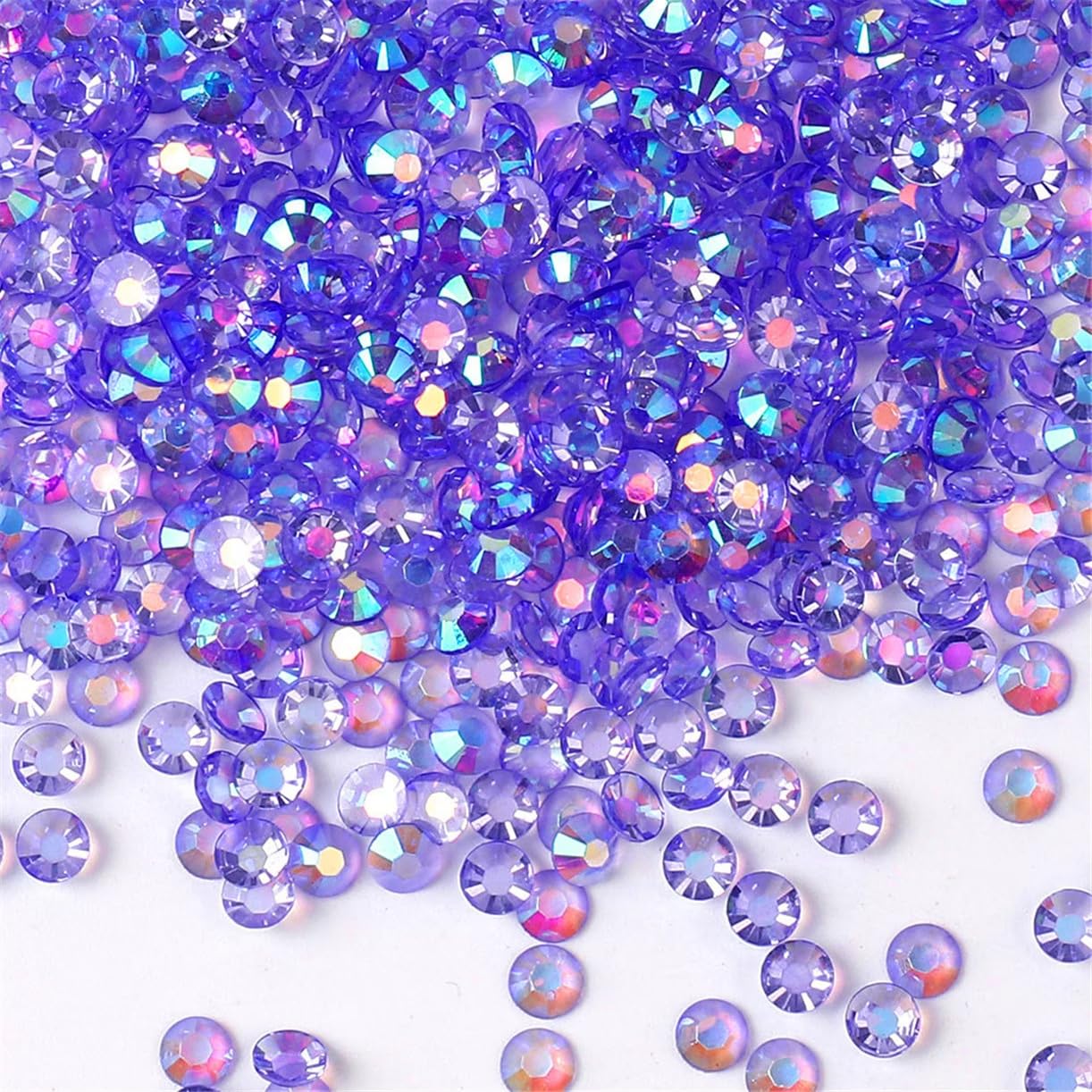 1000 Pieces SS20 5mm Flatback Rhinestones AB Clear Round Gems Crystals for Nail Art DIY Crafts Clothes Shoes Bags （Transparent Light Purple AB）