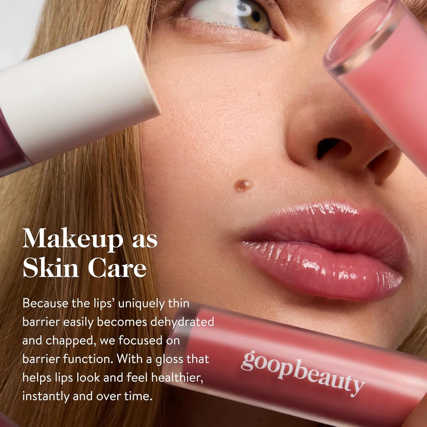 goop Beauty Hydra-Barrier Gel Gloss | Hydrating Lip Gloss to Moisturize & Plump Lips | Hyaluronic Acid & Vitamin E | Blossom - Sheer Petal Pink | 0.13 oz