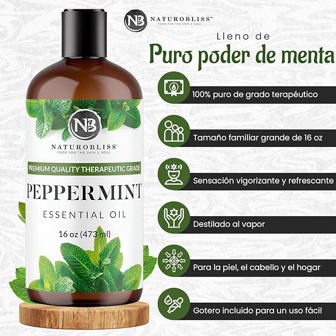 Naturopathy Peppermint Essential Oil, Therapeutic Grade, Premium Quality Perfect for Aromatherapy (16oz, Peppermint)