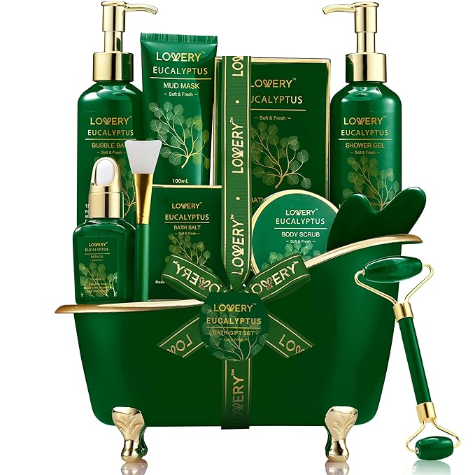 Mothers Day Gifts for Women & Men Who Have Everything, Eucalyptus Spa Gift Baskets for Mom, 16pc Bath Gift Set for Birthday Gifts for Women, Body Self Care Set for Pampering & Relaxation Basket