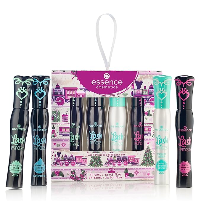 essence Lash Princess Mascara Holiday Gift Set | 4 Vegan & Cruelty-Free Mascaras | False Lash Effect, Waterproof, Primer, Curl & Volume | Stocking Stuffer for Beauty Lovers