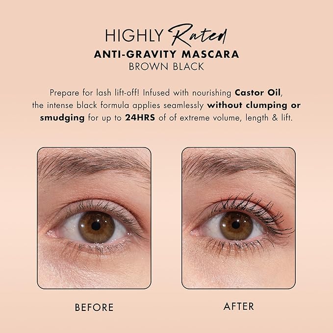 Milani Mascara Volume and Length, Highly Rated Anti-Gravity Brown Black Shade with Castor Oil and Molded Hourglass Shaped Lash Coating Mascara Wand