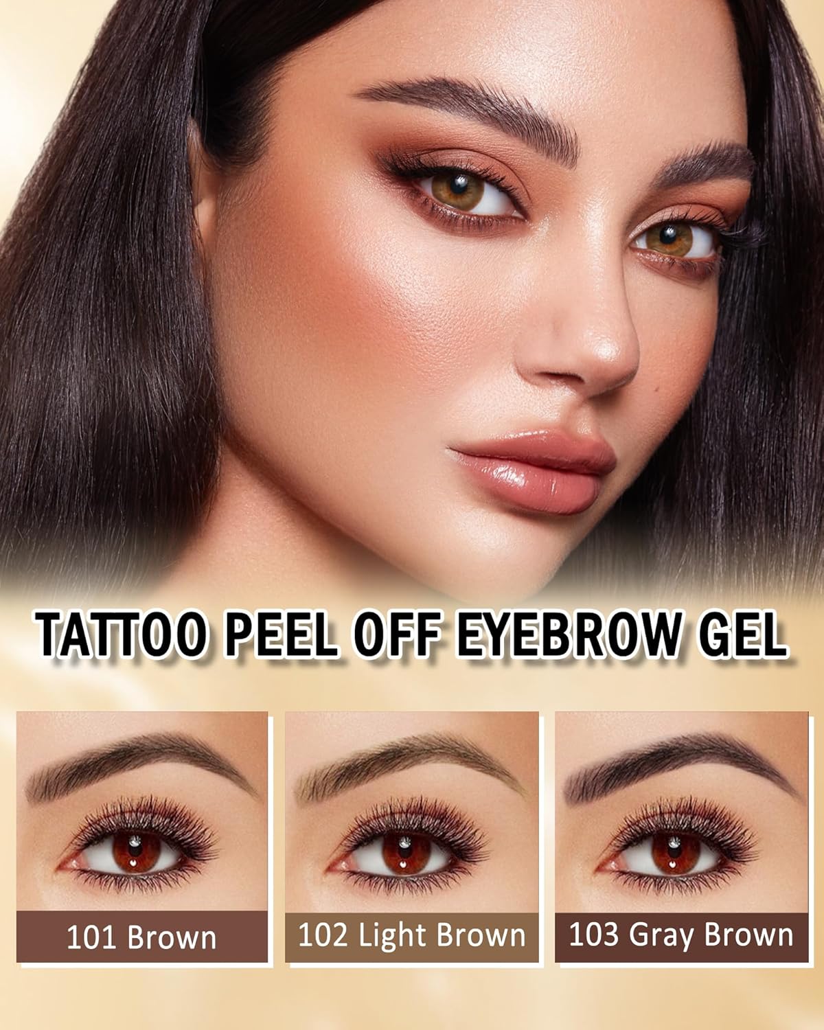 Eyebrow Gel Peel Off, 2Pcs Light Brown Tattoo Eyebrow Gel Easy Peel Off, Long Lasting Waterproof Eye Brow Tinting Dye, Tattoo Brow Tint Stain Peel-Off Kit for Eye Makeup,Thanksgiving Gift for Women-02