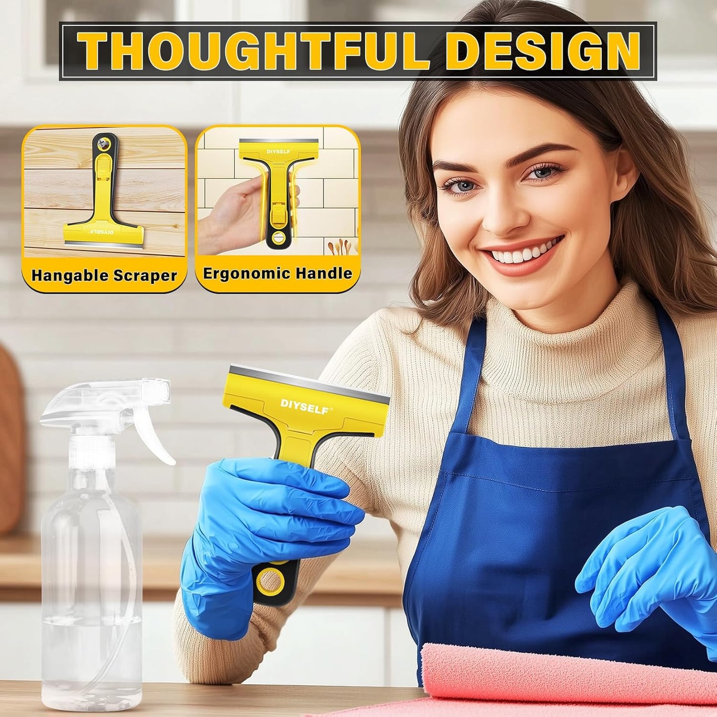 DIYSELF 1 Pack Razor Blade Scraper with 10 Extra Razor Blades, Scraper Tool, Glass Scraper for Cleaning, Glass Stove Top Scraper, Window Scraper, Paint, Cooktop, Oven Scraper, Razor Scraper Tool