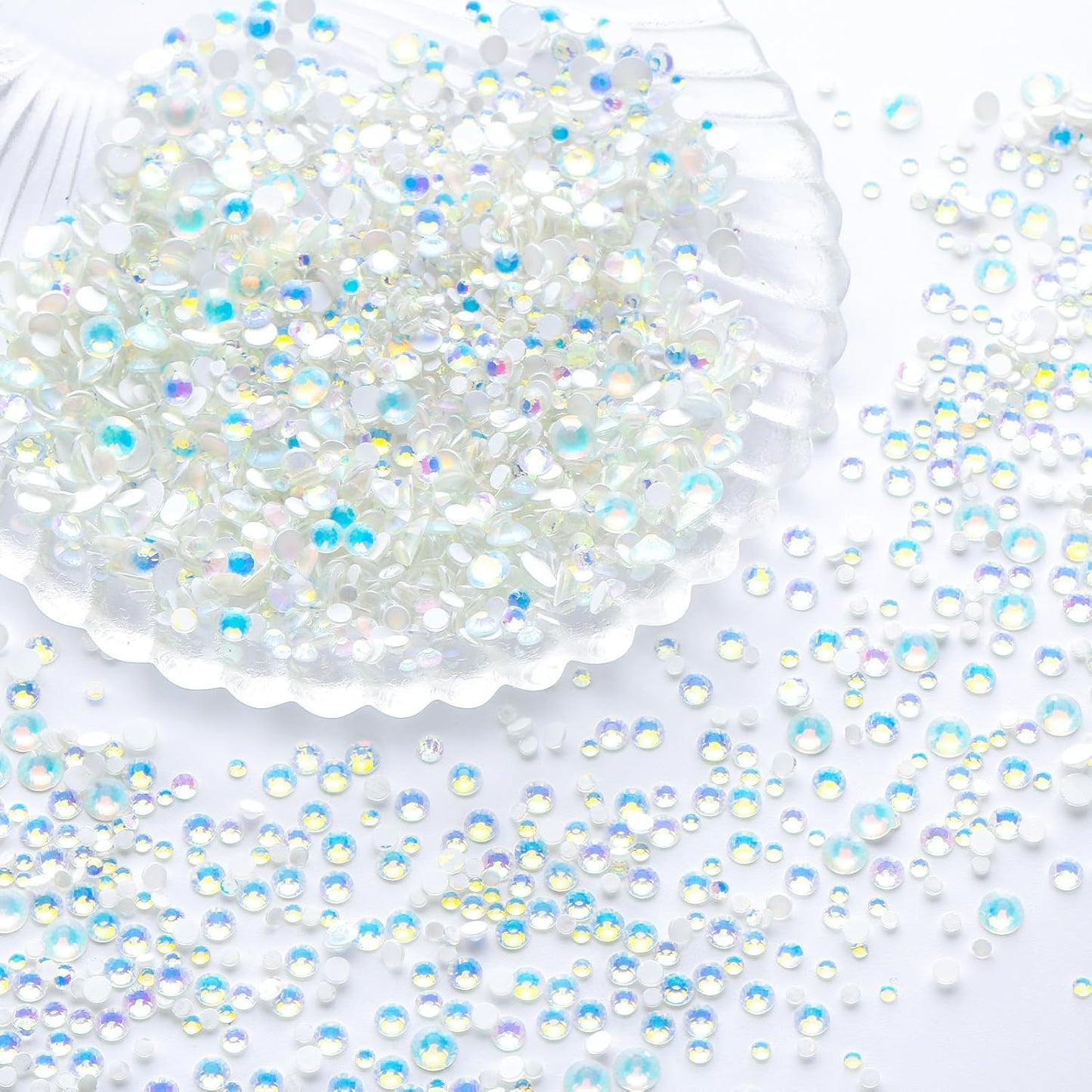 F White Flatback Rhinestones, Glass Rhinestones for Nail Art and Craft, Glue Fix, Loose Crystal Gemstones(F White, SS8, 1440pcs, 2.3-2.5mm)