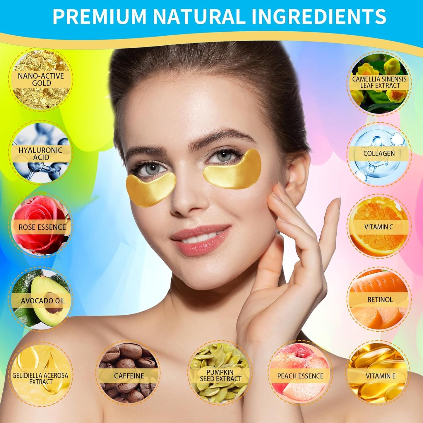 Under Eye Patches For Puffy Eyes Treatment 30 Pairs, 24K Gold Eye Mask For Dark Circles And Puffiness, Hyaluronic Acid Eye Mask For Puffiness, Eye Gel Pads, Eye Bags Treatment, Eye Mask Skincare