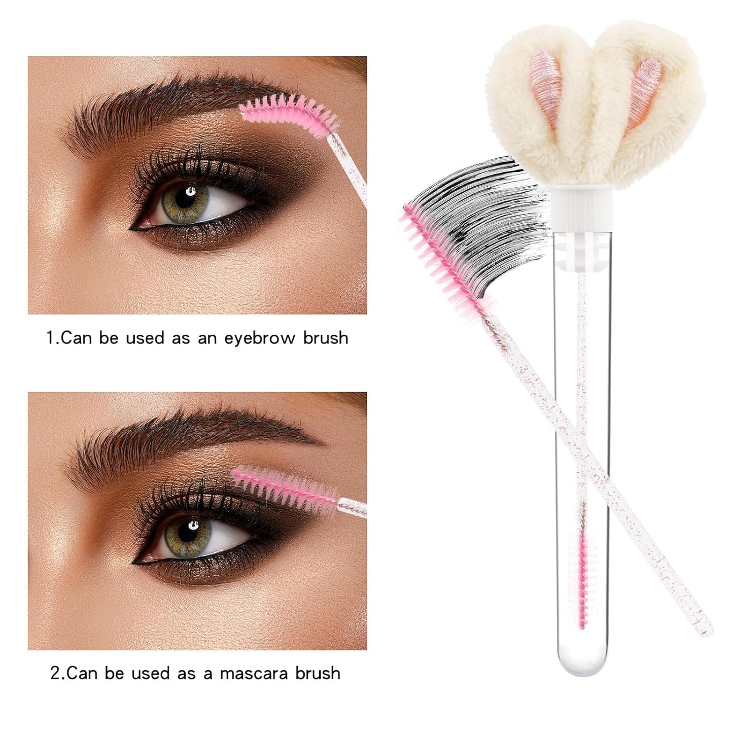 48 Pieces Disposable Mascara Wands Set,Include 24 pcs Disposable Crystal Lash Spoolies Brush and 24 Pieces Reusable Diamond keychain Empty Eyelash Brush Tubes for Women Girls Makeup Brush Kit