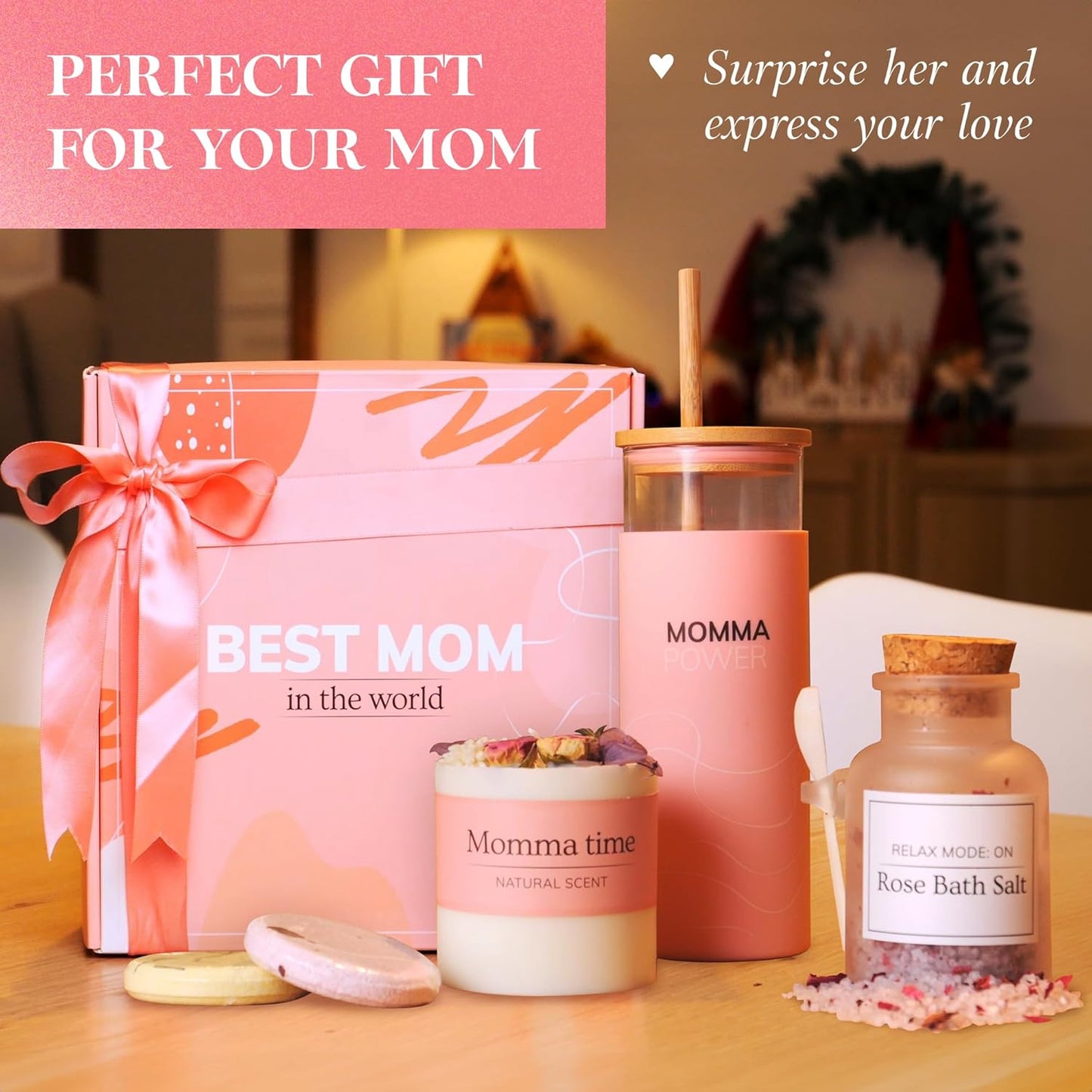Best Mom in the World Gift set - Gift for Any Occasion – Gifts for Mom from Daughter Relaxing Gifts for Women Set – Mom Birthday Gifts Box – Gift Box for Valentine's Day, Mother's Day