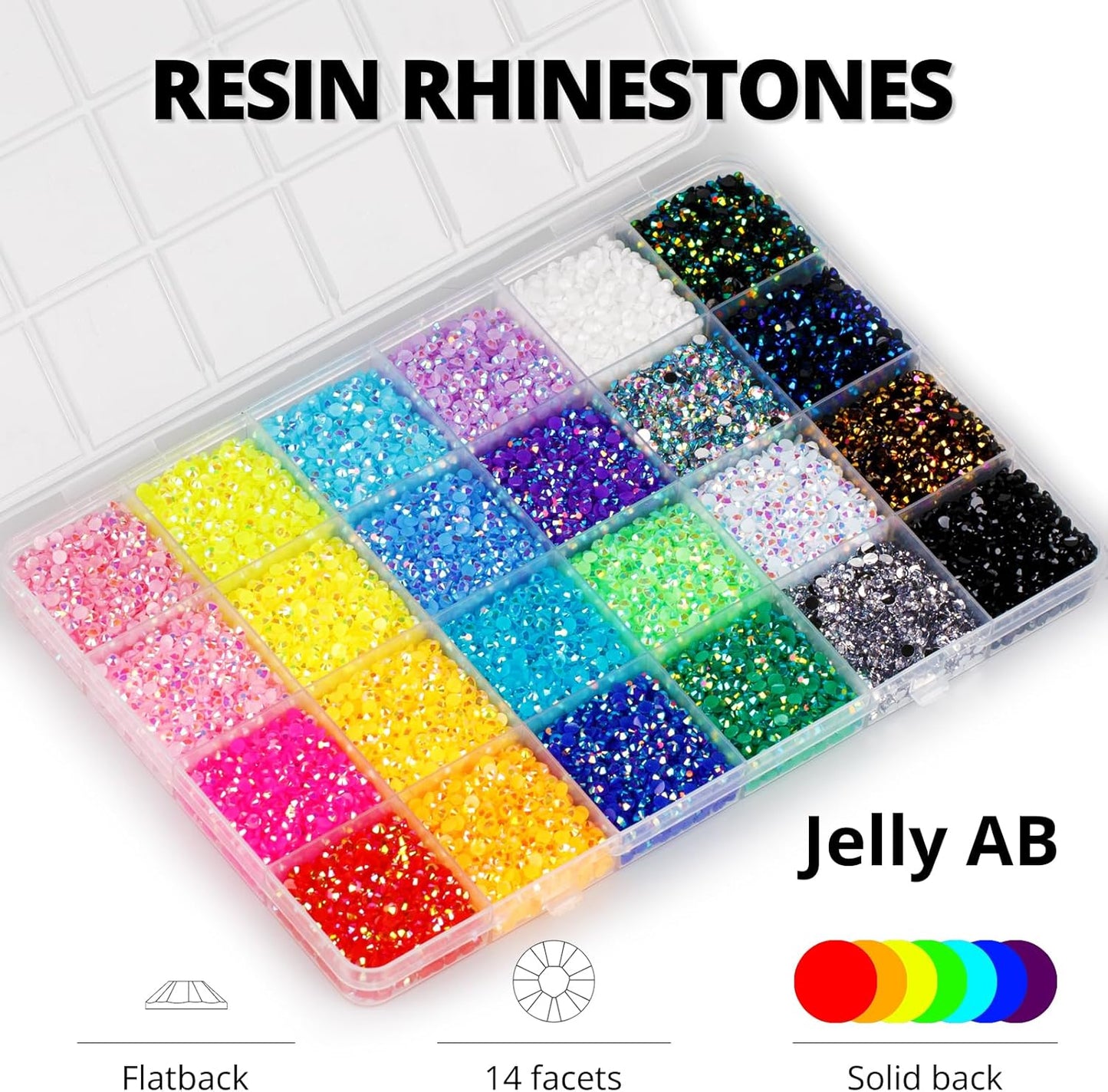 30000Pcs Resin Jelly Rhinestones for Crafting Bedazzling, Multicolor 3mm Flatback Gems for Crafts Clothing Clothes Tumblers Shoes Nails, Flat Back Mixed Color Bulk Bedazzler Kit Jewels with b7000 Glue