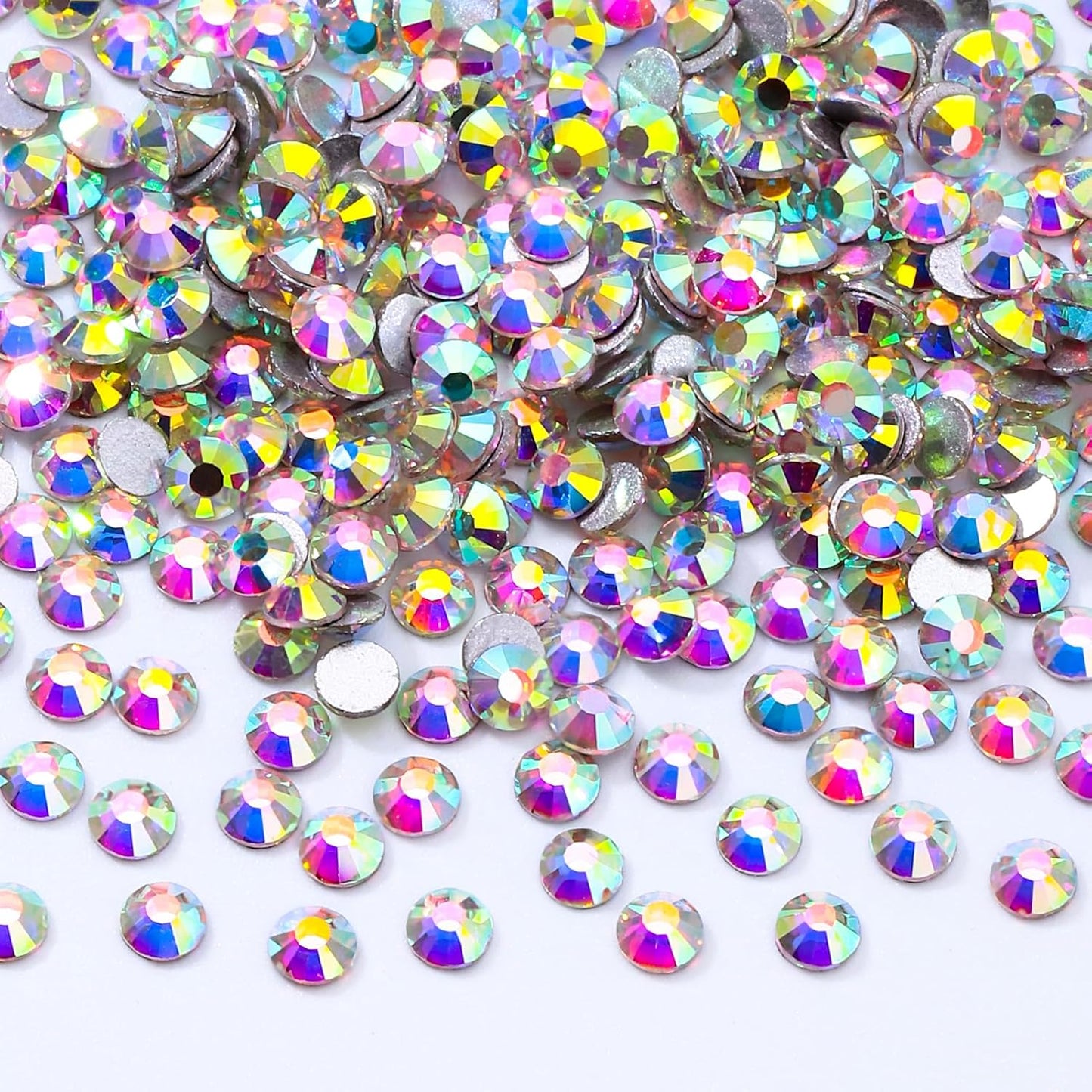Crystal AB Flatback Rhinestones, Glass Rhinestones for Nail Art and Craft, Glue Fix, Loose Crystal Gemstones(Crystal AB, SS10, 2880pcs, 2.7-2.8mm)