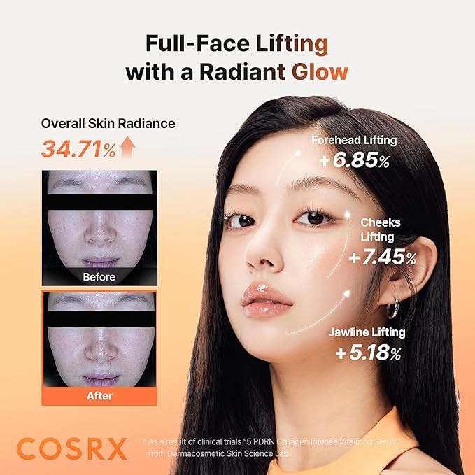 COSRX 5 PDRN Collagen Intense Vitalizing Serum - Korean Serum for Skin Firming & Glowing with Salmon DNA, Centella, Lactobacillus PDRN & Collagen, Korean Skin Care, Stocking Stuffers (3.38 fl.oz.)