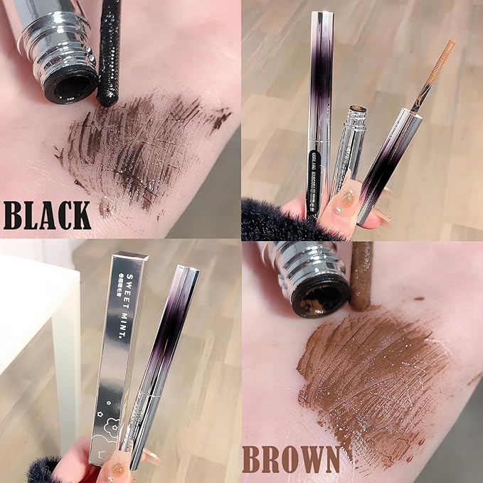 Dulele 2PCS Lash Primer for Mascara, Mascara Primer for Extra Length & Volume, Lash Boosting Conditioning Primer, Super Volume Curly Thick Waterproof Non-Smudged, mascara primer Base (Black +Brown)