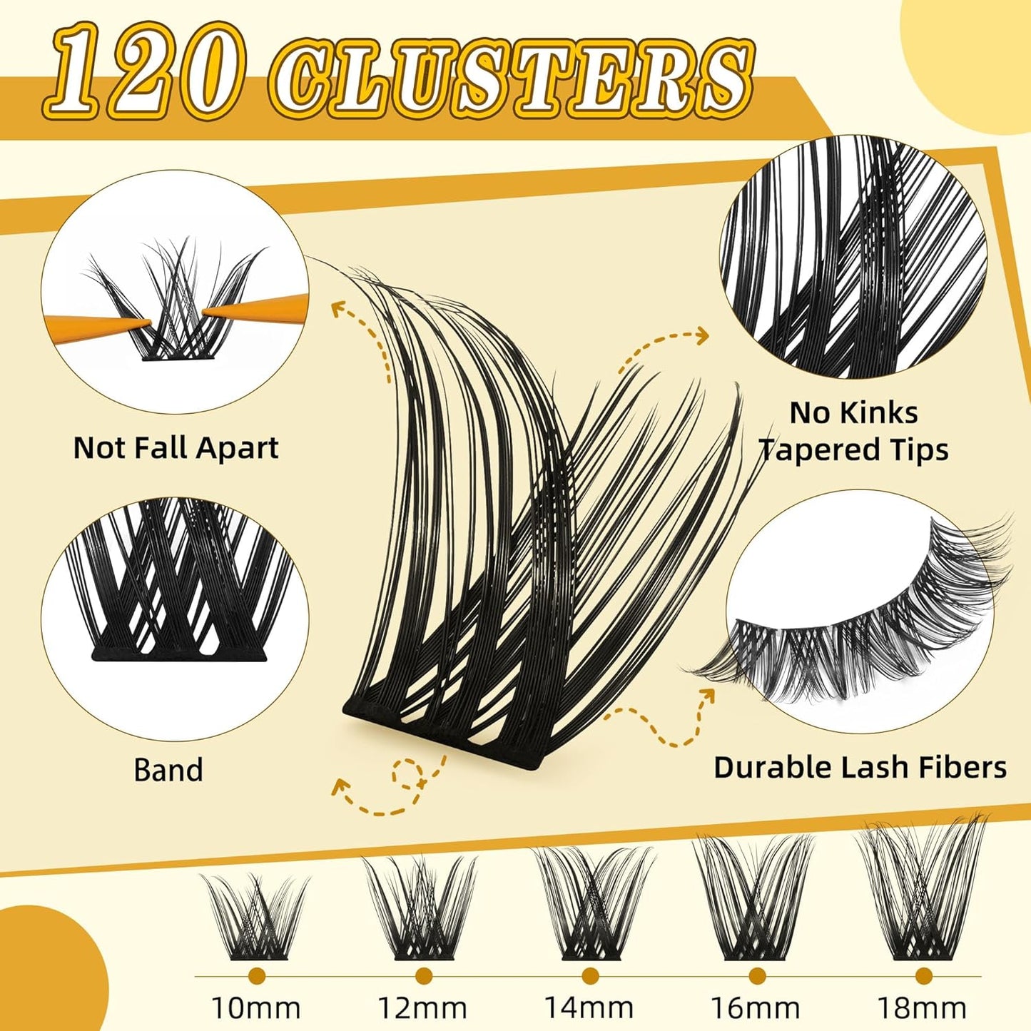 Eyelash Cluster 10-18mm Wispy Eyelash Clusters D Curl DIY Lash Extension Natural Lash Clusters Individual Lashes (LF01 Lashes Only)