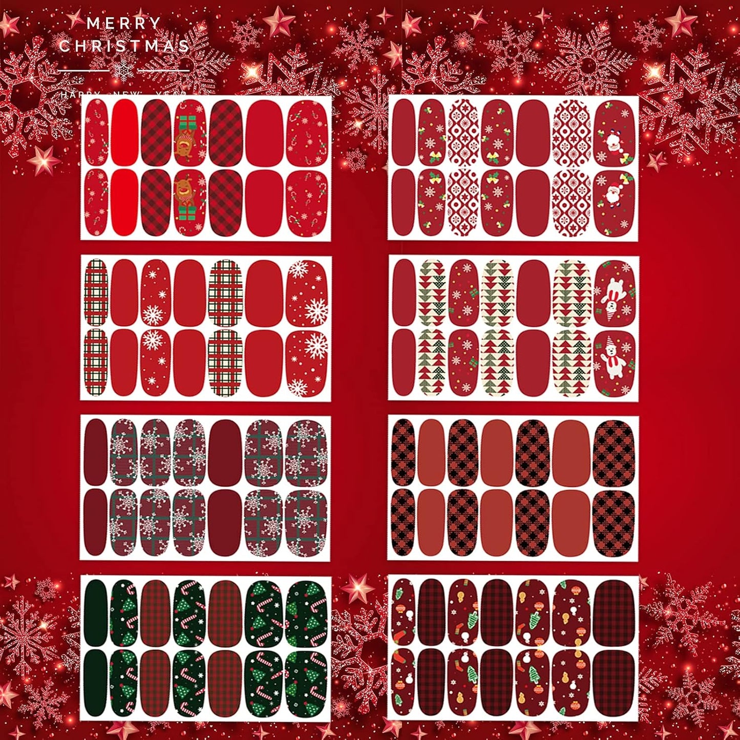 TailaiMei 14 Sheets Christmas Nail Wraps Stickers Nail Polish Strips Self-Adhesive Full Wraps with 2 pcs Nail Files for DIY Nail Art Decals (Gift Style)