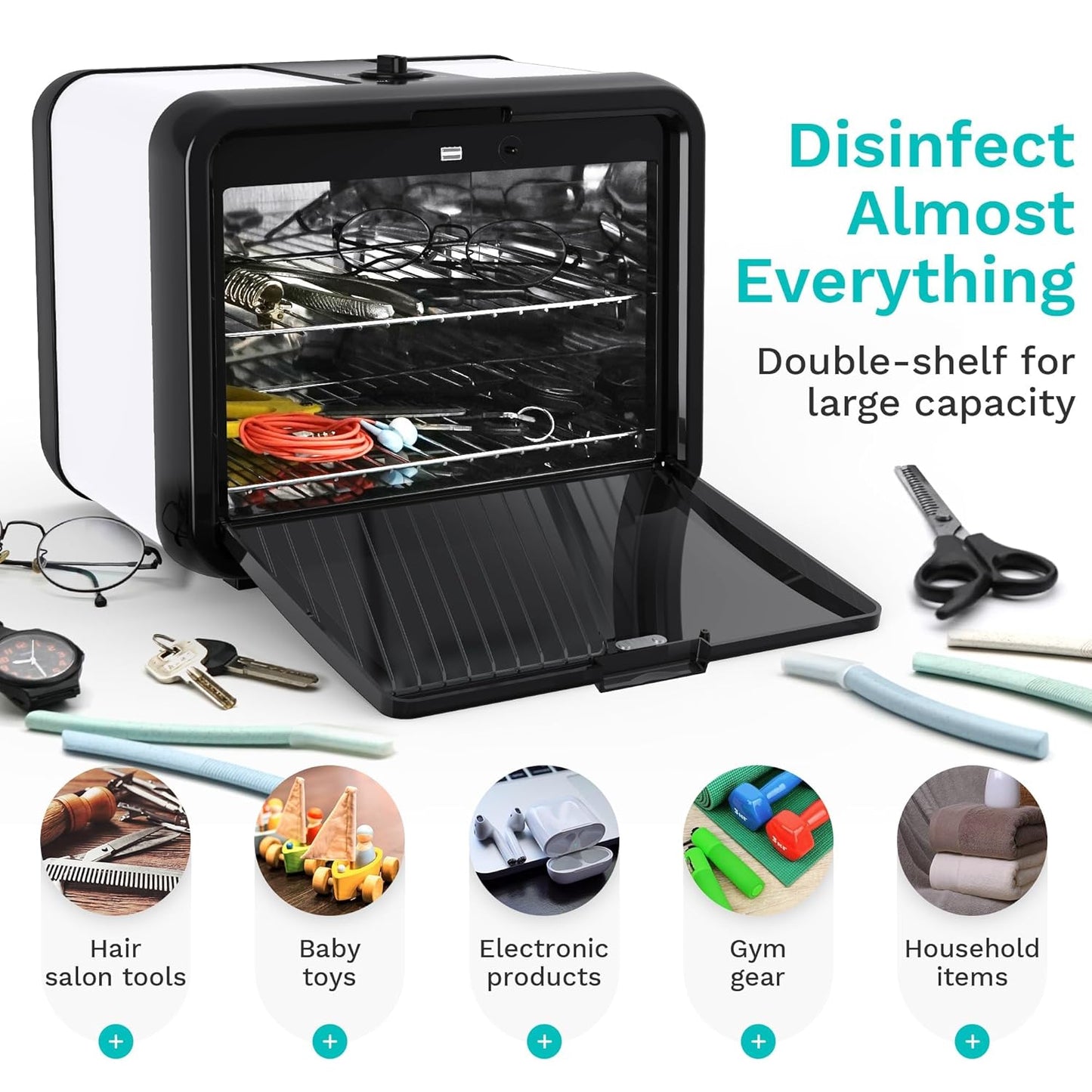 ENNVA UV Sanitizer Box Large - UV Light Sanitizer Box - Nail Tool Cleaning Machine - Ultraviolet Disinfection Cabinet for Phone, Toys, Nail Salon Tool - White