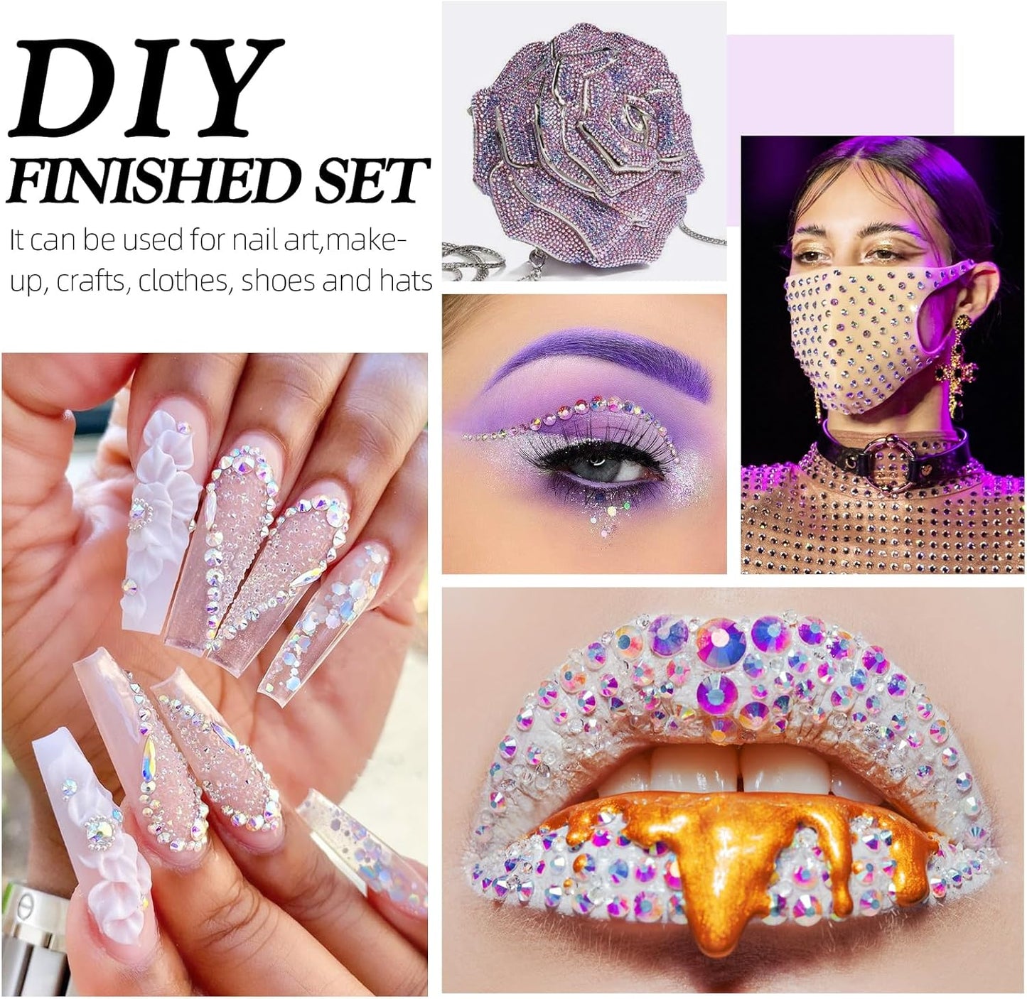 Crystal AB Flatback Rhinestones, Glass Rhinestones for Nail Art and Craft, Glue Fix, Loose Crystal Gemstones(Crystal AB, SS30, 576pcs, 6.4-6.6mm)