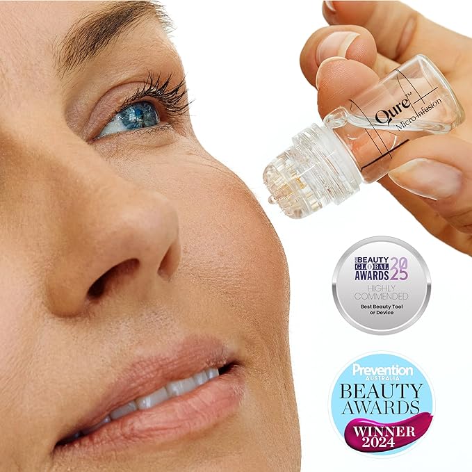 Qure Micro Infusion System for Face & Neck - Facial Moisturizing Essence, Hydrating Serum for All Skin Types, Refreshed Skin - 1-Month Supply