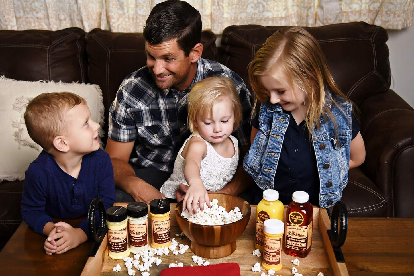 Amish Country Popcorn | BallPark Style Buttersalt - 5.5 oz, Cheddar Cheese - 4.7 oz & White Cheddar Cheese - 3.8 oz Popcorn Seasoning | Old Fashioned, Non-GMO and Gluten Free