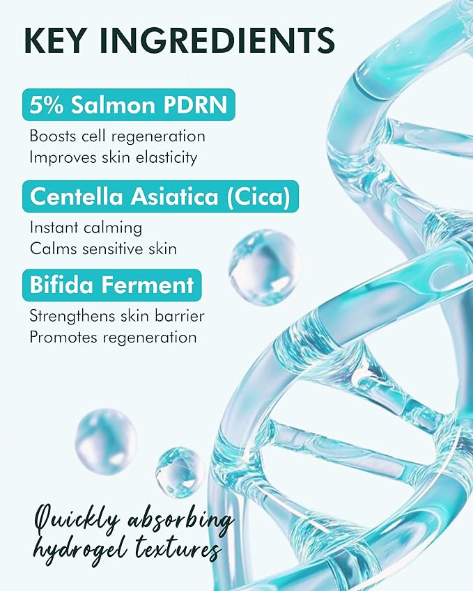 DERMAL SEOUL FACE PDRN Hydrogel Melting Mask 4ea - Korean Overnight Face Mask with 5% Salmon PDRN - Skin Barrier Repair, Regeneration & Sensitive Skin Care - Korean Skincare