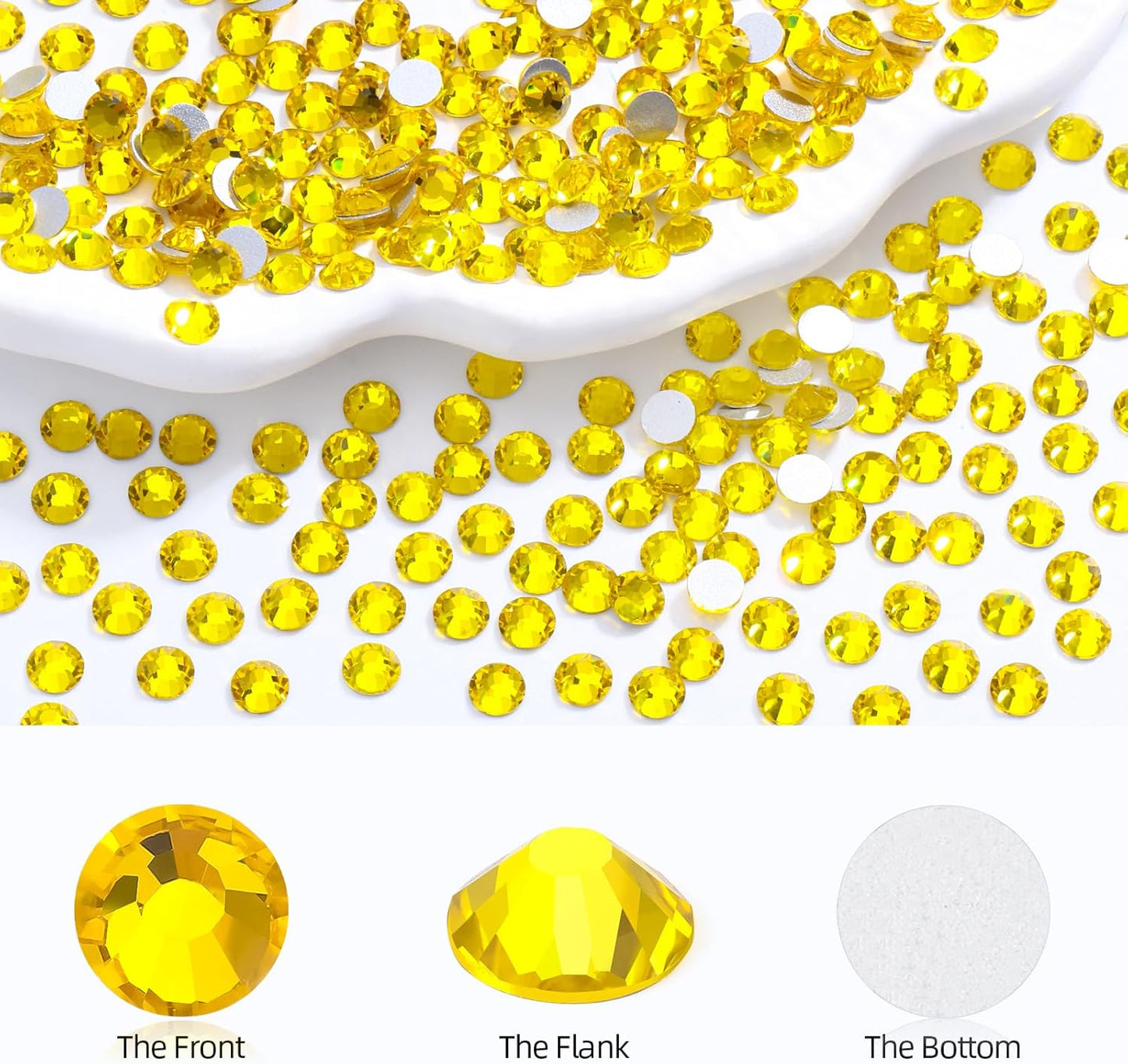 Citrine Flatback Rhinestones, Glass Rhinestones for Nail Art and Craft, Glue Fix, Loose Crystal Gemstones(Yellow, SS6, 1440pcs, 1.9-2.0mm)
