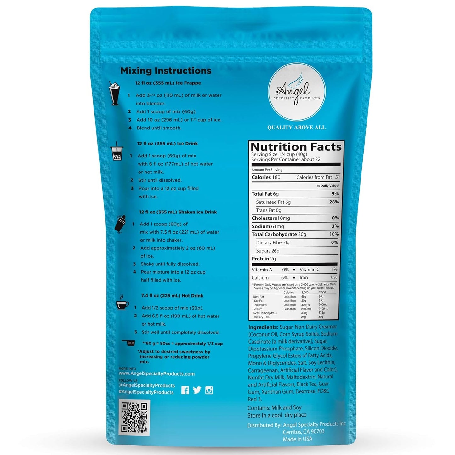 Sakura Latte Blended Crème by Angel Specialty Products [2 LB] [22 Servings]