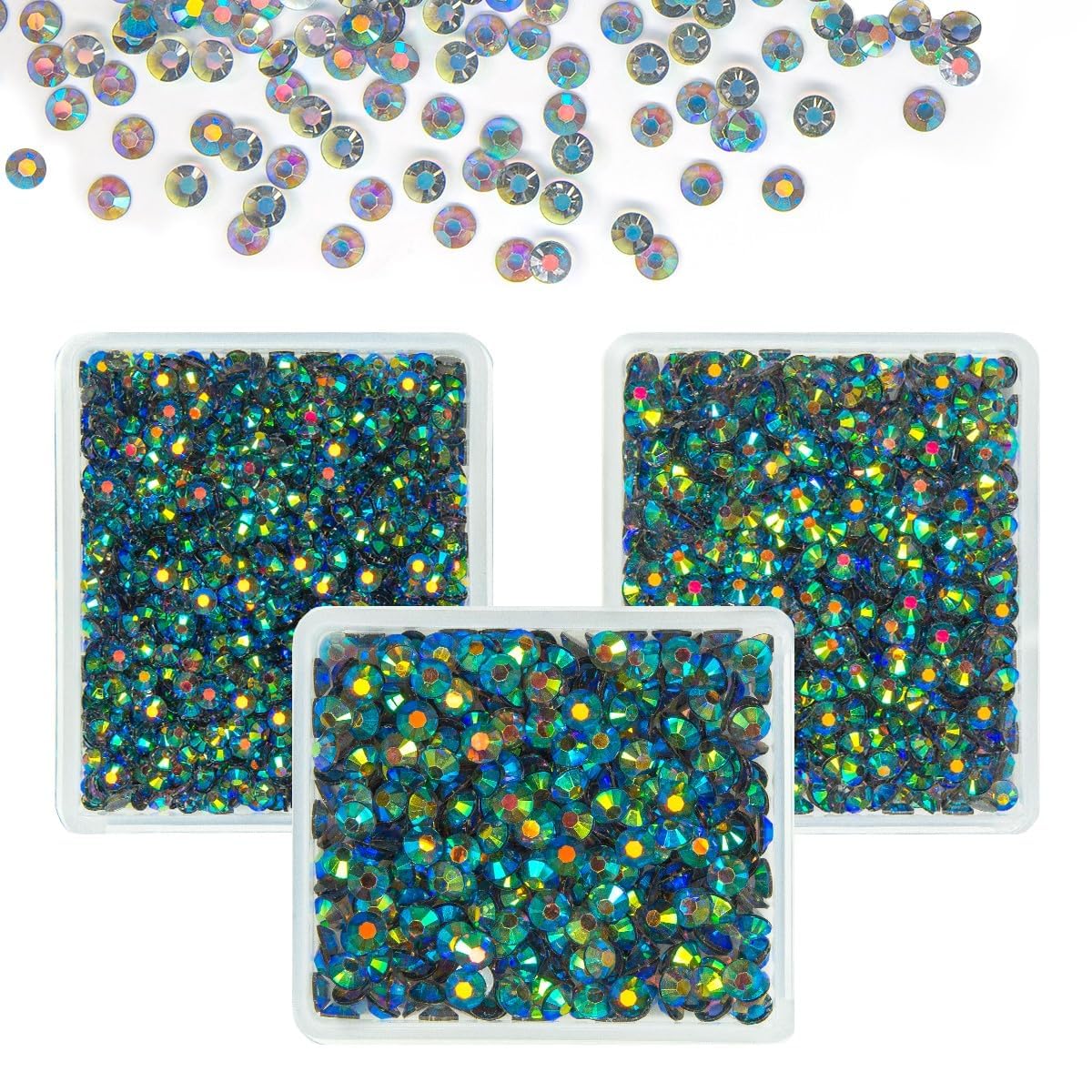 Gray Green Ab Resin Rhinestones for Crafting 3mm 4mm 5mm Transparent Grey Flatback Diamonds Stones Gems Charms Supplies for Nails Face Eyes Makeup Tumblers Bottles Crafts Clothes Shoes Phones