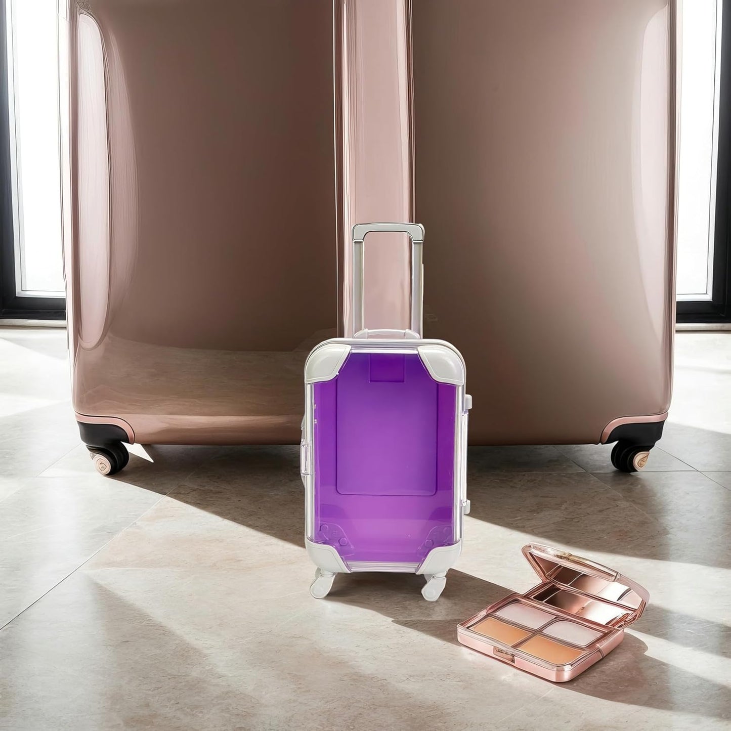 False Eyelash Storage Box, Portable Travel Organizer Mini Luggage False Eyelash Tray Makeup Tool (PURPLE)