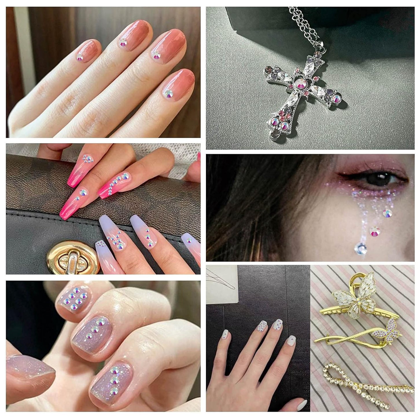 Beadsland 1440 Pieces Flat Back Crystal Rhinestones Round Gems, Transparent AB,SS20,4.6-4.8mm