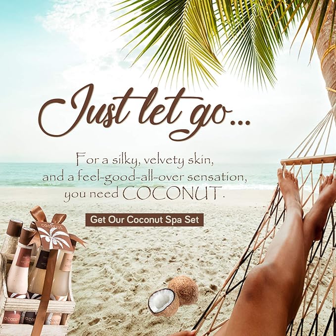 Tropical Milky Coconut Bath & Body Set Skin Care Bath for Women & Men Shower Gel, Bubble Bath, Bath Salts, Body Butter, Body Scrub, Body Lotion - Luxury Spa Set Luxury Body Care Gift Unisex