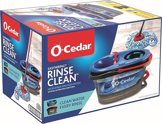 O-Cedar RinseClean Spin Mop & Bucket System | Clean with Clean Water | Removes 99% of Bacteria