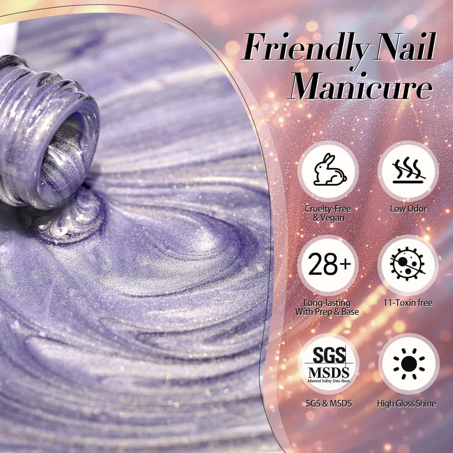 Born Pretty Magnetic Gel Nail Polish,Glitter Magnetic Gel Polish Shimmer Auroras Magnetic Gel Nail Art Manicure Kit 6PCS