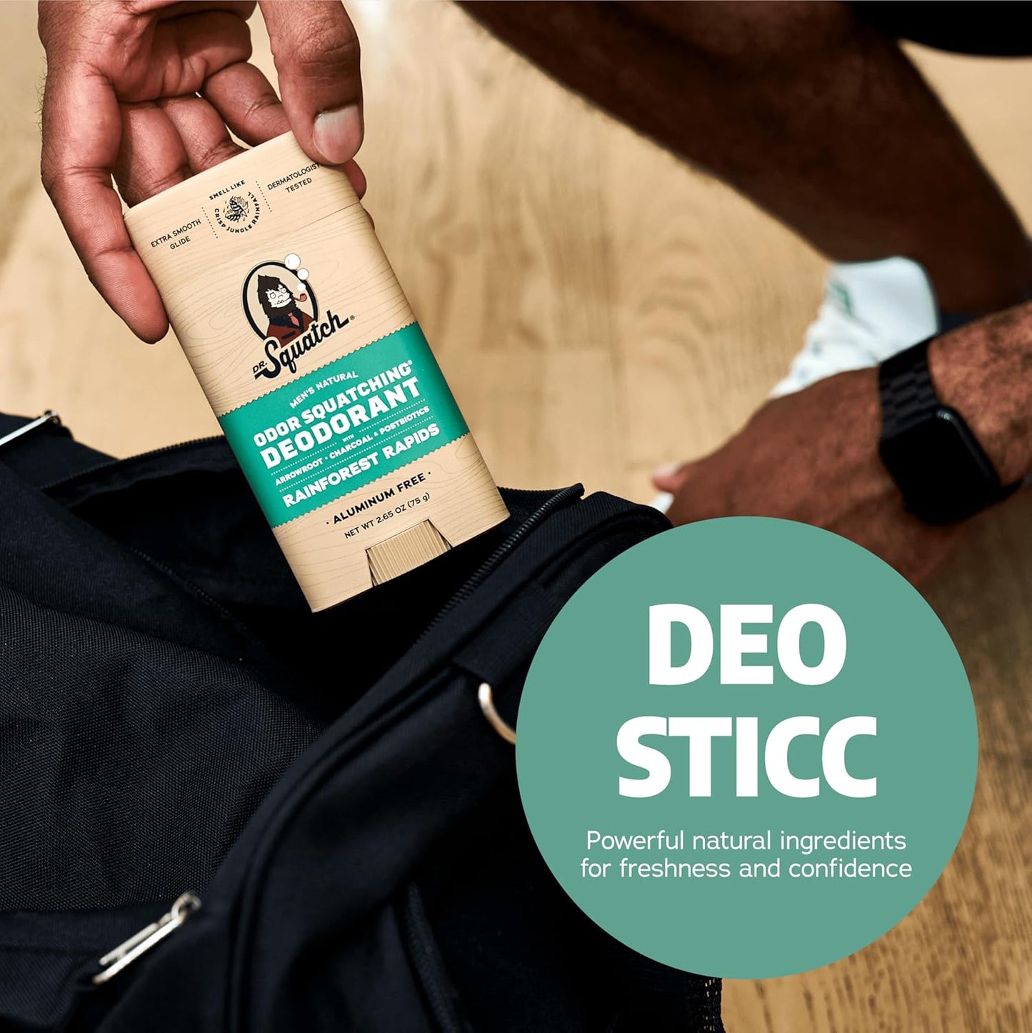 Dr. Squatch Natural Deodorant for Men - Odor-Squatching Aluminum Free - Rainforest Rapids (2.65 oz, 3-Pack)