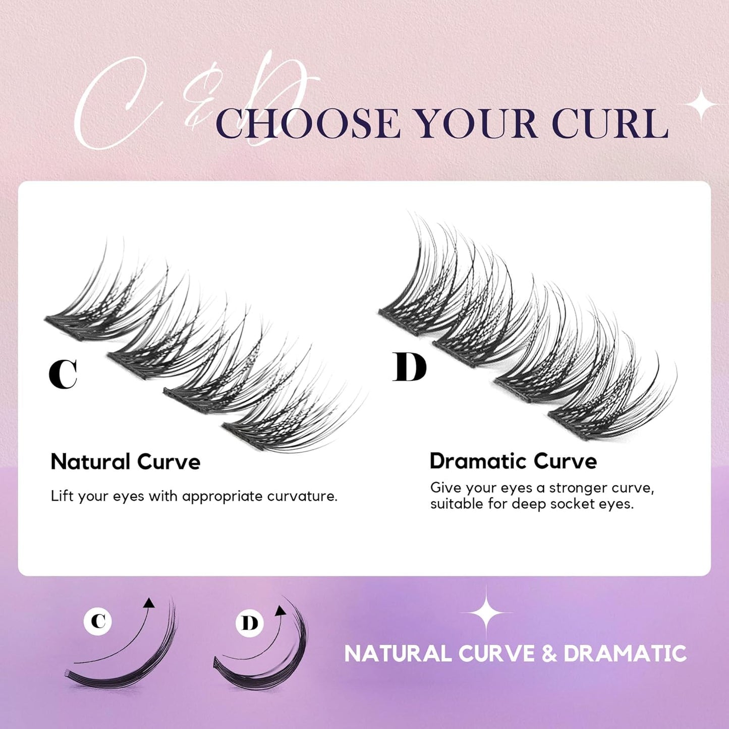 GAQQI Lash Clusters, GQ03 False Eyelashes DIY Lash Extensions D Curl 168PCS Cluster Lashes 14MM, Wispy and Natural Look (GQ03,14mm,D Curl)